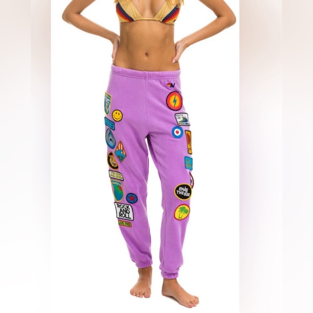 Aviator Nation Vintage Patch sweatpants size L in Neon Purple like new